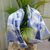 Hand-painted scarf, 'Tropical Indigo' - Haitian Hand-Painted Rayon Scarf in Blue (image 2b) thumbail
