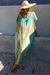Hand-painted caftan dress, 'Haitian Breeze' - Green Rayon Caftan from Haiti thumbail