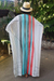 Hand-painted caftan dress, 'Sans Souci Stripe' - Long Striped Rayon Caftan