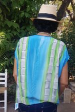 Hand-painted top, 'Sugarcane Shadows' - Rayon Short-Sleeved Top