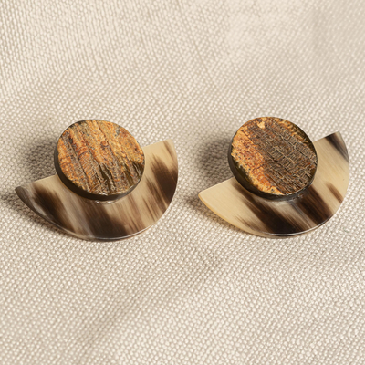 Natural horn drop earrings, 'Nina' - Handmade Natural Horn Earrings