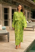 Batik robe, 'Emerald Forest' - Hand Made Green Batik Robe
