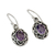 Amethyst dangle earrings, 'Indian Basket' - Woven Sterling Silver and Amethyst Dangle Earrings