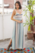 Knit cotton maxi dress, 'Bohemian Princess' - Cotton Knit Maxi Dress in Ivory and Pastel Stripes thumbail