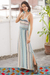 Knit cotton maxi dress, 'Bohemian Princess' - Cotton Knit Maxi Dress in Ivory and Pastel Stripes (image 2b) thumbail