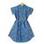 Hemdblusenkleid aus Baumwolle, „Virtuous Lady“ – Kurzarm-Hemdkleid aus bedruckter Baumwolle in Azurblau
