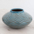 Ceramic decorative vase, 'Blue Zigzag' - Artisan Crafted Blue Ceramic Decorative Vase from Nicaragua