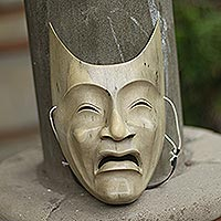 Wood mask, 'Face of Sadness' - Modern Theatrical Wood Mask
