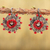 Sterling silver filigree drop earrings, 'Vintage Wreath in Red' - Red Crystal Sterling Silver Filigree Drop Earrings thumbail