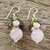 Pearl and rose quartz cluster earrings, 'Petal Romance' - Rose Quartz and Pearl Cluster Earrings (image 2b) thumbail