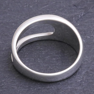 Sterling silver band ring, 'Fantasy Orbit' - Handcrafted Sterling Silver Band Ring