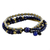 Lapis lazuli beaded bracelet, 'Brisk Ocean' - Brass and Lapis Lazuli Multi-Strand Beaded Bracelet