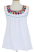 Sleeveless cotton blouse, 'Daisy Daydream' - White with Colorful Embroidery Cotton Sleeveless Blouse thumbail