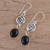 Onyx dangle earrings, 'Healing Om' - Black Onyx Om Symbol Earrings from India (image 2b) thumbail