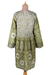 Besticktes Tunikakleid aus Baumwolle, „Cool Green“ – Siebdruckbesticktes Baumwollkleid