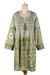 Embroidered cotton tunic dress, 'Cool Green' - Screen Printed Embroidered Cotton Dress