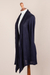Cardigan sweater, 'Navy Waterfall Dream' - Long Sleeved Navy Blue Cardigan Sweater from Peru (image 2e) thumbail