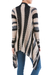 Cardigan sweater, 'Nighttime Mirage' - Striped Beige Cardigan Sweater from Peru (image 2c) thumbail