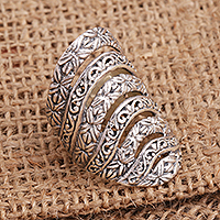 Sterling silver cocktail ring, 'Alluring Layers' - Seven Layer Sterling Silver Cocktail Ring