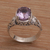 Amethyst cocktail ring, 'Floral Prayers' - 925 Sterling Silver Faceted Amethyst Cocktail Ring