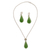 Sterling silver and glass jewelry set, 'Chromatic Beauty in Green' - Glass and Sterling Silver Jewelry Set in Green from Mexico
