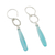 Blue chalcedony dangle earrings, 'Exhilarated' - Blue Chalcedony Dangle Earrings with Hammered Silver (image 2c) thumbail
