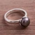 Cultured pearl cocktail ring, 'Black Nascent Flower' - Cultured Pearl Cocktail Ring in Black from Peru