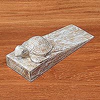 Wood door stopper, Distressed Baby Turtle