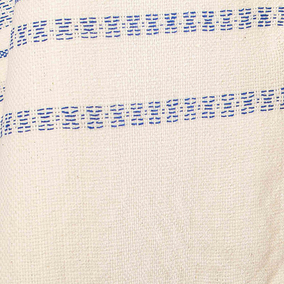 Baumwoll-Rebozo - Handgewebter Rebozo aus reiner Baumwolle in Blau und Cremeweiß