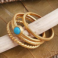 Gold plated stacking rings, 'Align' (set of 4) - 14k Gold Plated Stacking Rings (set of 4)