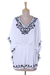 Viscose caftan, 'Midnight Trellis' - Floral Embroidered Viscose Caftan from India (image 2d) thumbail
