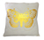 Baumwollkissenbezüge, 'Golden Butterflies' (Paar) - Kissenbezüge aus cremefarbener Baumwolle mit goldenen Schmetterlingen (Paar)