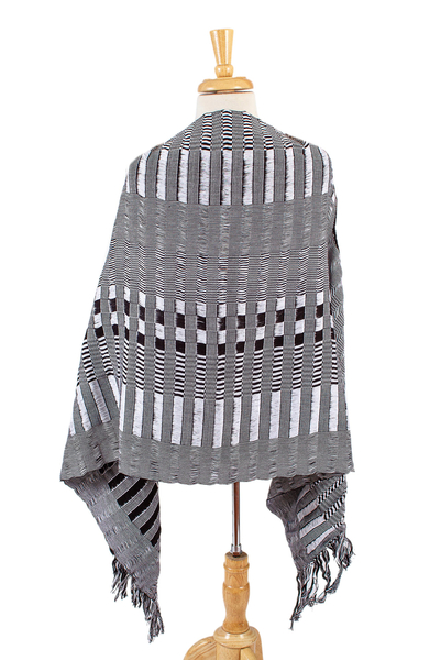 Cotton vest, 'Chiapas Chic' - Hand Woven Black and White Cotton Vest