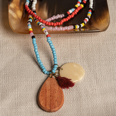 Long beaded necklace, 'Rara' - Handmade Beaded Necklace from Haiti