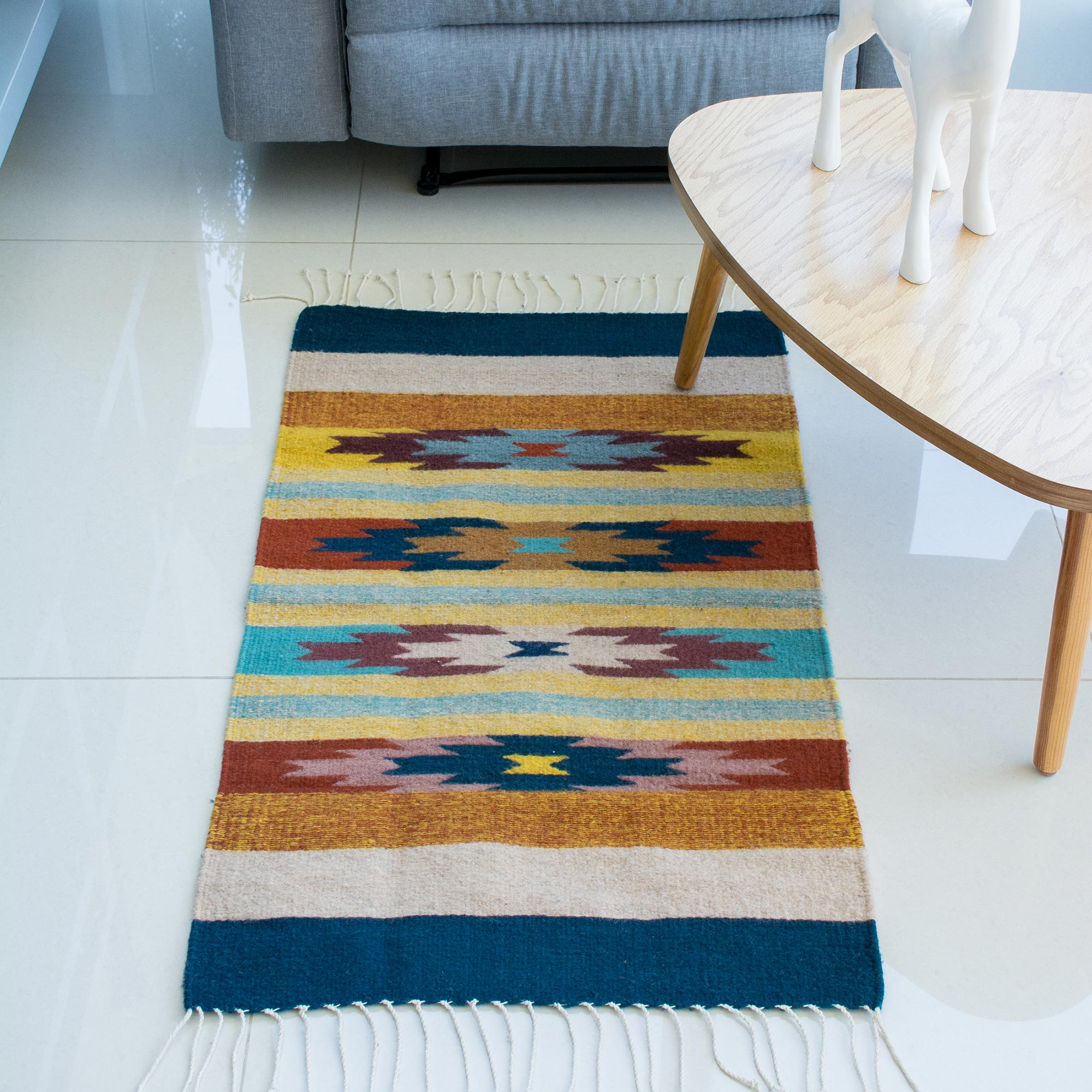 Zapotec wool rug (2x3) - Blue Diamond Diversity