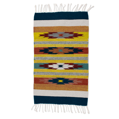 Zapotec wool rug, 'Stars on the Horizon' (2x3.5) - Artisan Crafted Geometric Rug (2x3.5)