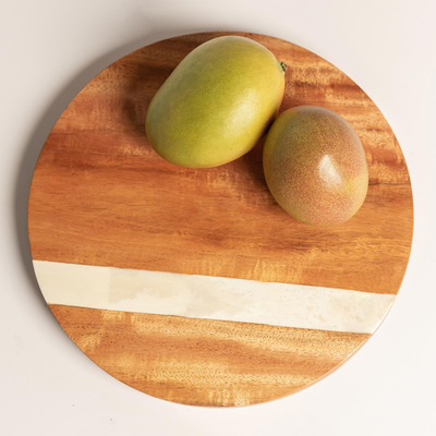 Mahogany and horn cheese board, 'In Style' - Handmade Horn Accented Cheese Board