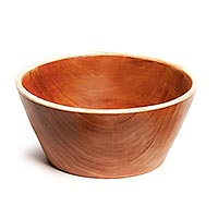 Mahogany and bone serving bowl, 'Francois' (9 inch) - Handcrafted Mahogany Serving Bowl