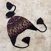 100% alpaca chullo hat, 'Andean Geometry'