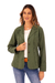 Cotton blazer jacket, 'Andean Fields' - Embroidered Laurel Green Cotton Blazer Jacket from Peru (image 2a) thumbail