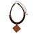Suede accented ceramic pendant necklace, 'Square Labyrinth' - Suede Accent Square Ceramic Pendant Necklace from Brazil (image 2d) thumbail