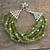 Pearl and peridot beaded bracelet, 'Lime Streamers' - Unique Beaded Peridot and Silver Bracelet thumbail