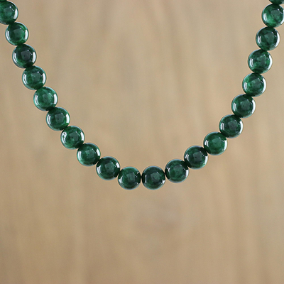 Quartz beaded necklace, 'Jungle Strand' - Green Quartz Beaded Necklace from Thailand