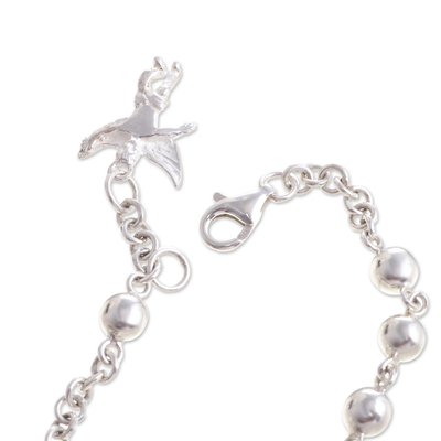 Sterling silver charm bracelet, 'Angel Guardian' - Collectible Protection Sterling Silver Rosary Charm Bracelet