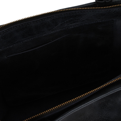 Leather shoulder bag, 'Navy Blue Elegance' - Handcrafted Navy Blue Leather Shoulder Bag from Mexico