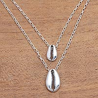 Sterling silver pendant necklace, 'Cowry Shell' - Sterling Silver Cowry Shell Pendant Necklace from Bali