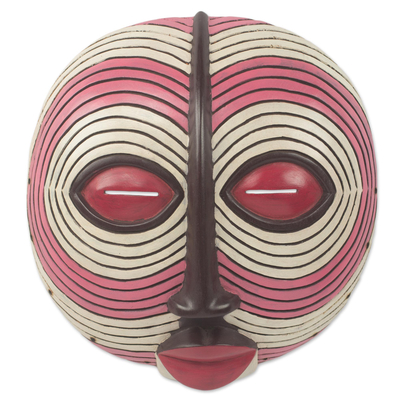 Sese wood mask, 'Baluba Dance Spirit I' - African Dance Spirit Wall Mask Artisan Crafted Wood Art