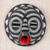 African wood mask, 'Red Lips' - Black and White Glass Beaded African Wood Mask from Ghana
