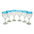 Blown glass wine glasses, 'Aquamarine Kiss' (set of 6) - Clear with Aqua Rim Hand Blown 8 oz Wine Glasses (Set of 6)