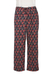 Cotton drawstring pants, 'Tulip Delight' - Drawstring Cotton Red and Navy Tulip Print Pants (image 2a) thumbail